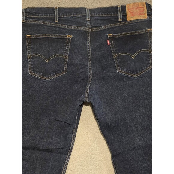 Levis 505 Jeans Mens 40x29 Blue Dark Wash Straight Leg Zip Fly Stretch Denim - Picture 7 of 10